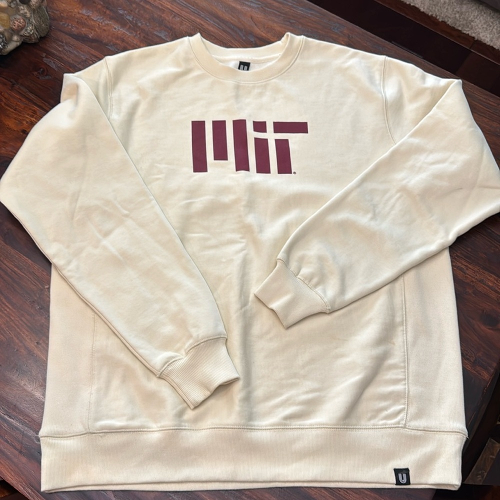 Cream MIT Boston Crewneck Sweater Adult Large NEW